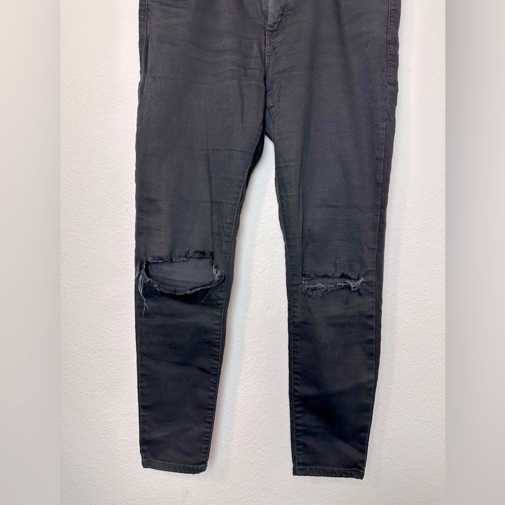 TOPSHOP Moto Leigh Distressed Skinny Ankle Jeans Jeggings Black GUC - Picture 4 of 5